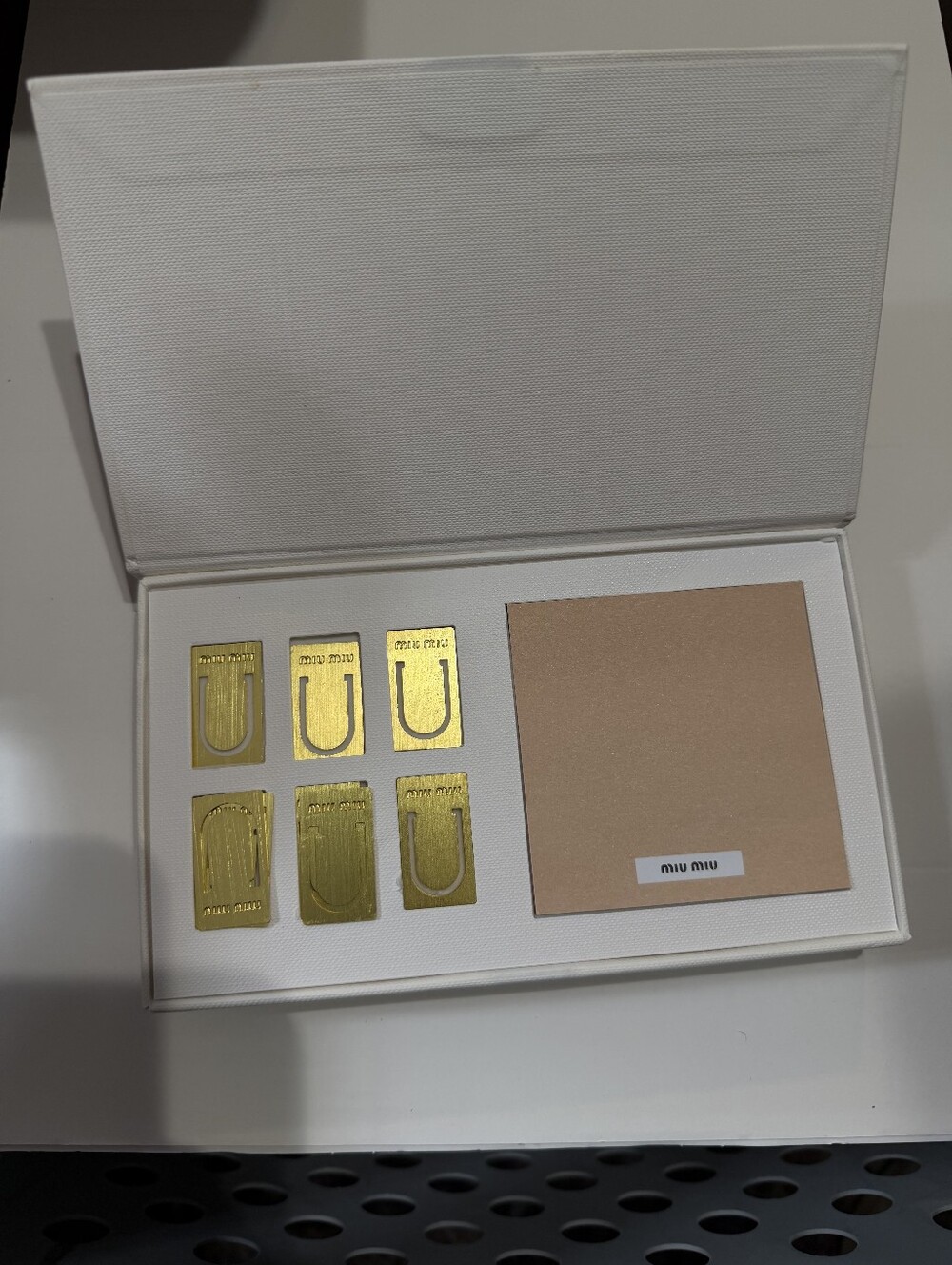 Miu Miu NIB Metal Book Marks & Paper